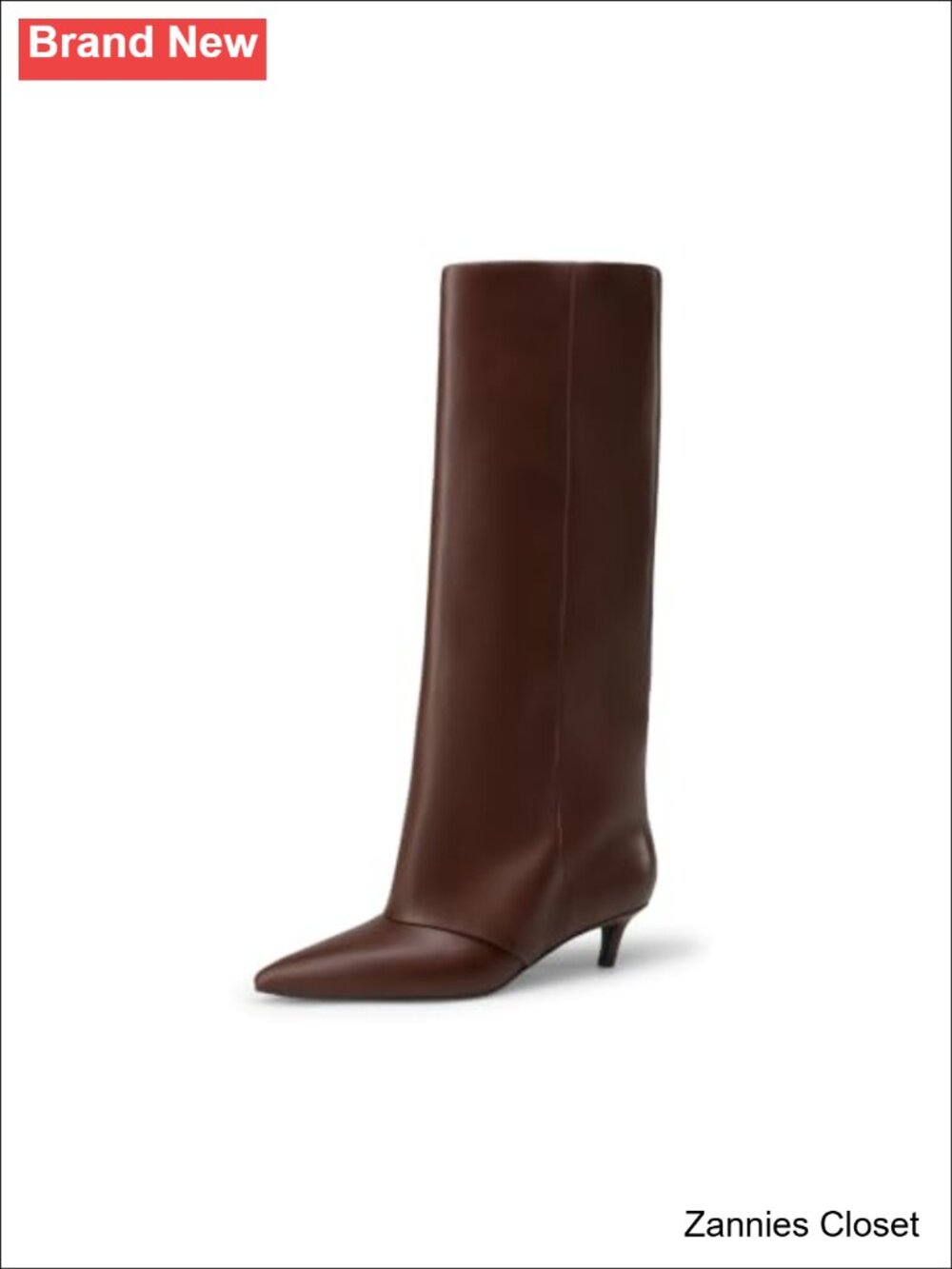 ✨ Fold-Over Knee High Boots Faux Leather Kitten Heel Women's Pointed Toe